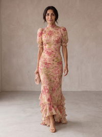 Dorina | Květinové Dlouhé Chiffon Šaty