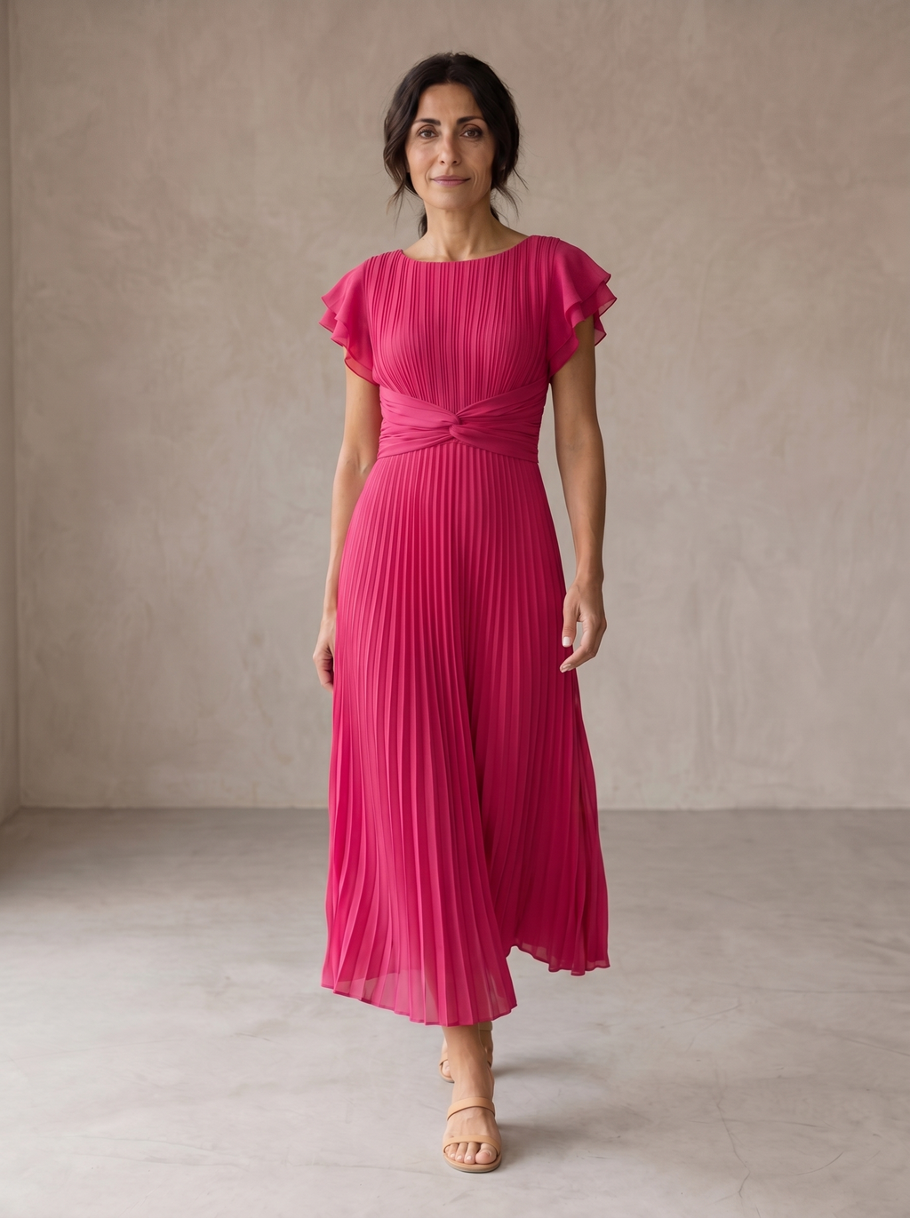 Zsófia | Elegantní Maxi Plisovaná Šaty s Páskem