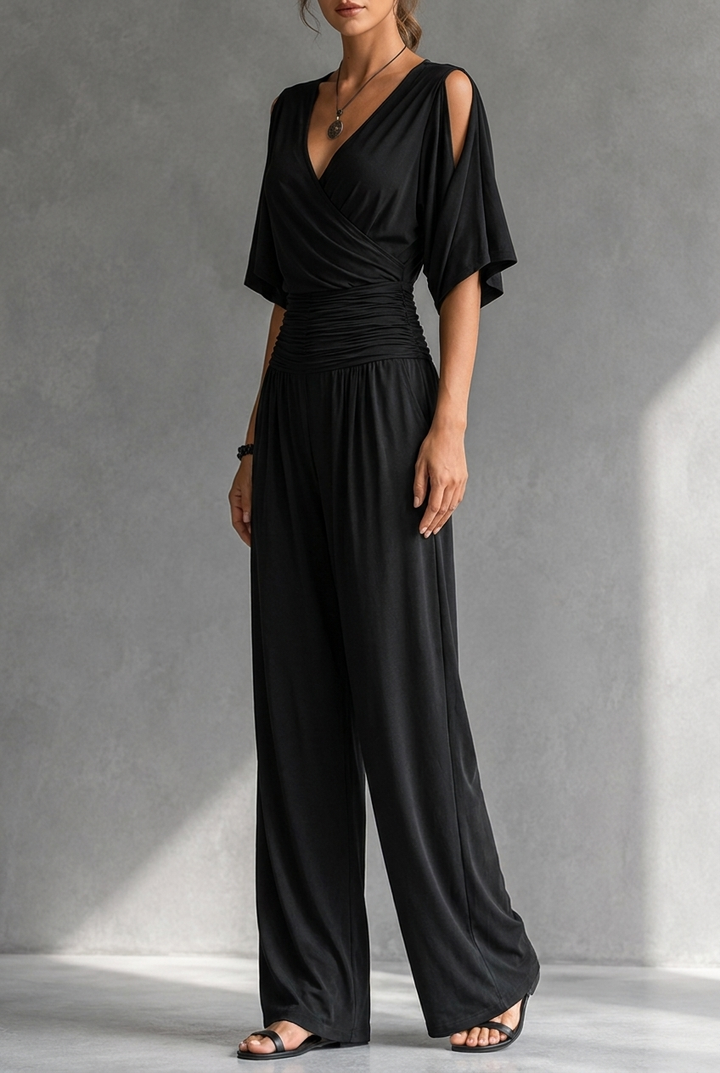 Adél | Elegantní overal s vykrojenými rameny
