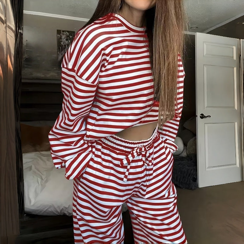 Helene | Dvoudílný pruhovaný set s dlouhým rukávem pro ženy