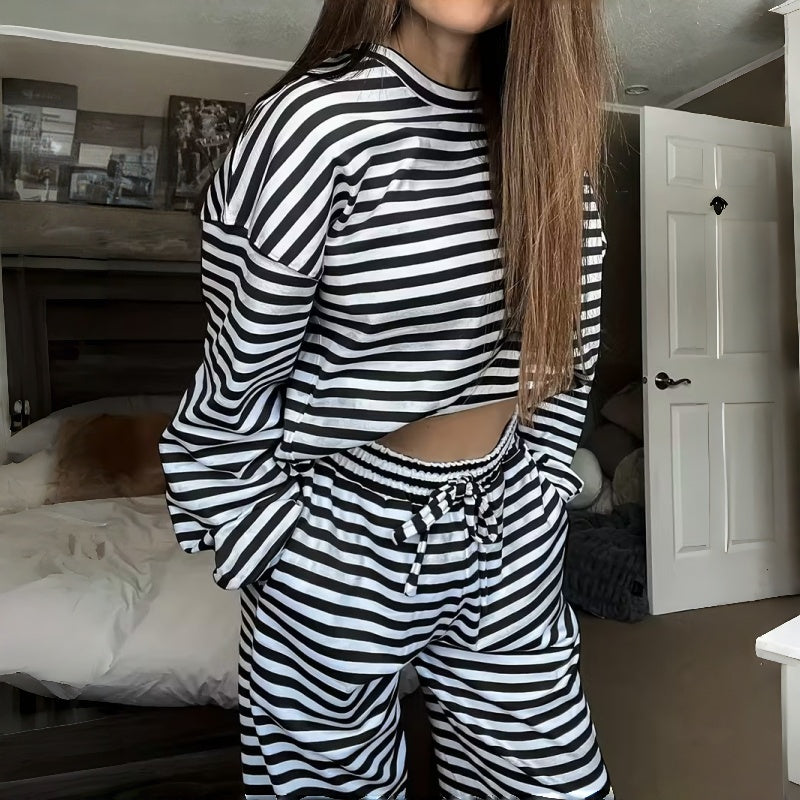 Helene | Dvoudílný pruhovaný set s dlouhým rukávem pro ženy