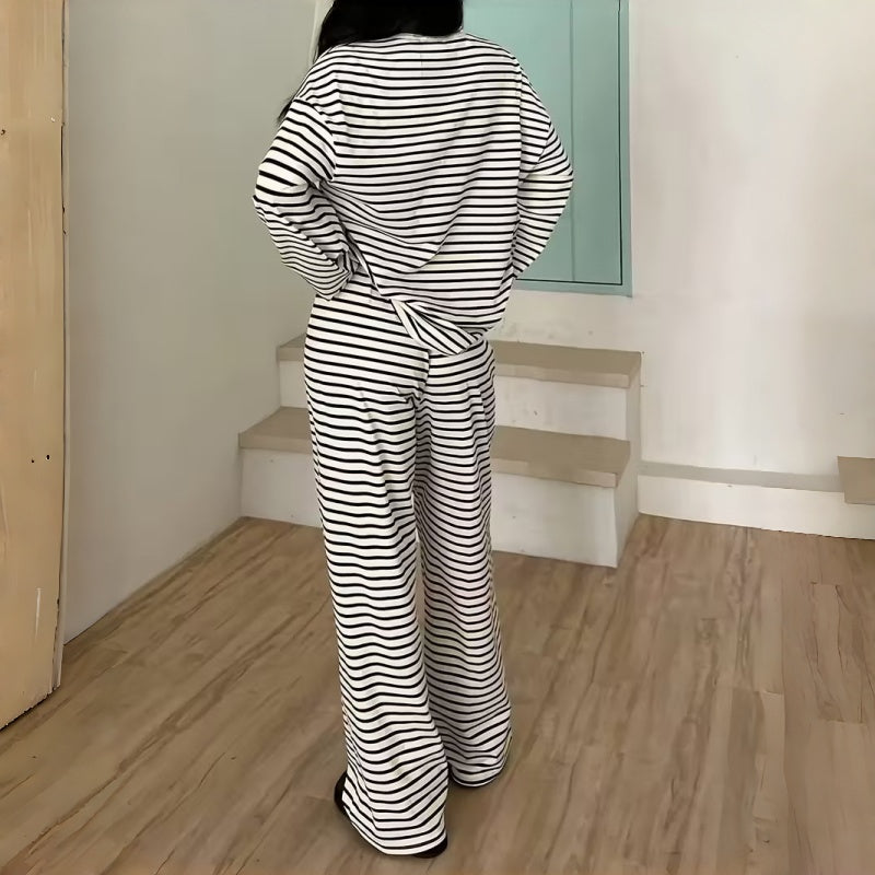 Helene | Dvoudílný pruhovaný set s dlouhým rukávem pro ženy