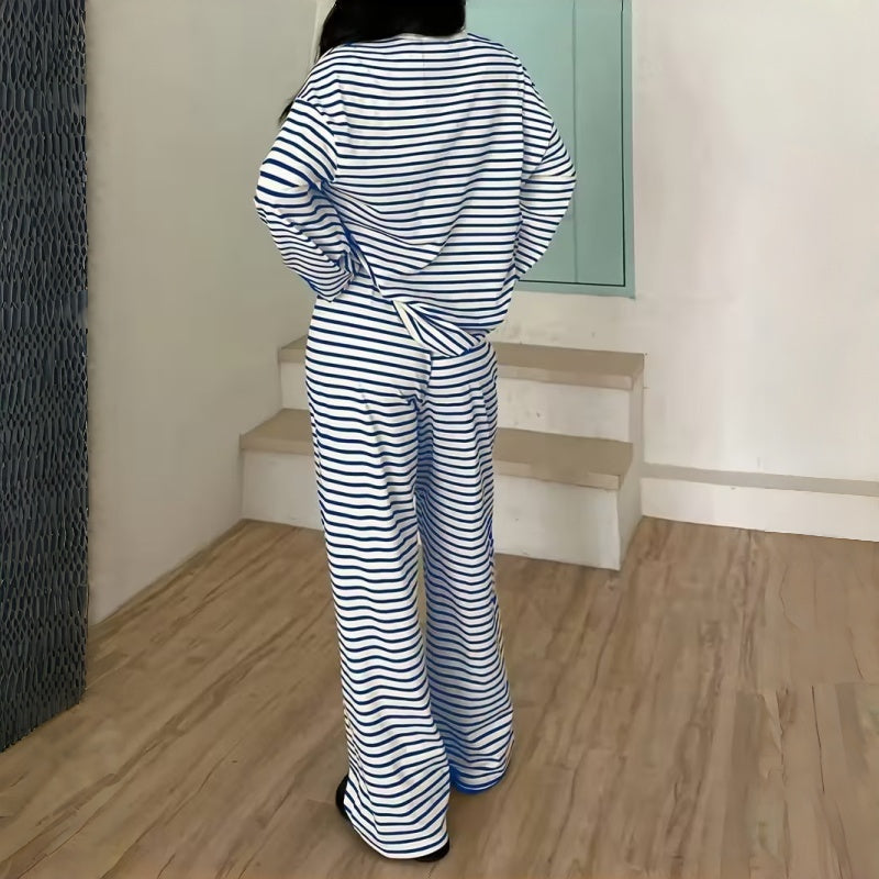 Helene | Dvoudílný pruhovaný set s dlouhým rukávem pro ženy